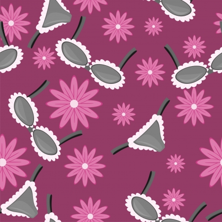 seamless pattern with lingerie and flowersのイラスト素材