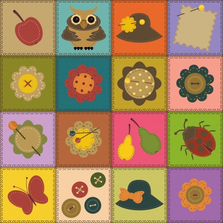 patchwork background with different patternsのイラスト素材