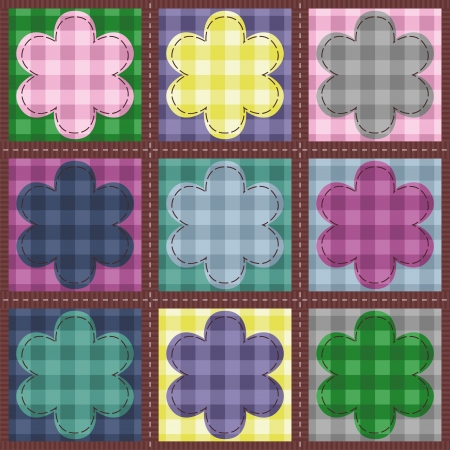 patchwork background with flowersのイラスト素材