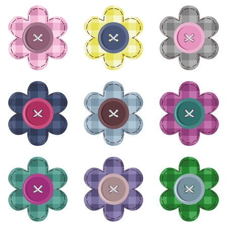 set with scrapbook flowersのイラスト素材