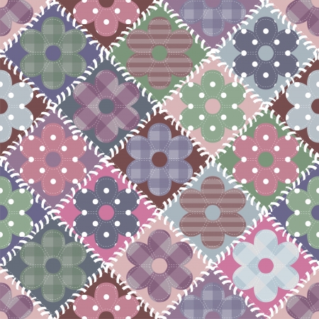 patchwork background with flowersのイラスト素材