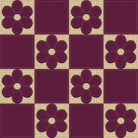 patchwork background with scrapbook flowersのイラスト素材