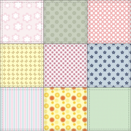 patchwork background with different patternsのイラスト素材