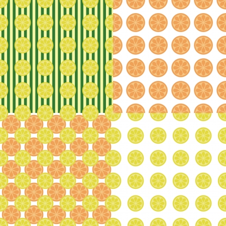 four seamless background with lemons and orangesのイラスト素材