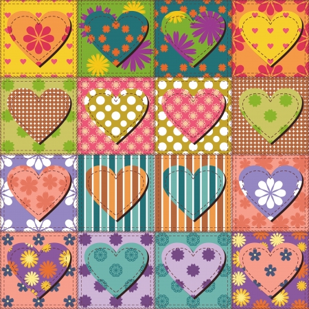 patchwork background with different patternsのイラスト素材