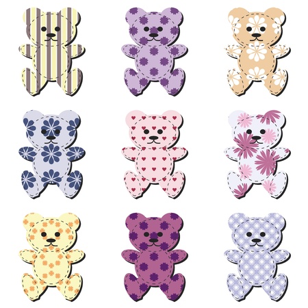 nice scrapbook teddy bears on whiteのイラスト素材