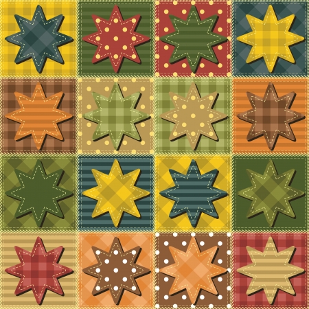 patchwork background with starsのイラスト素材
