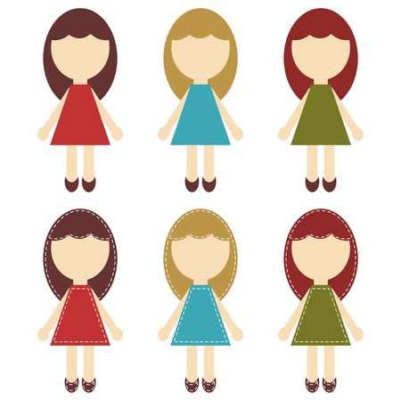 scrapbook girls in different dressesのイラスト素材