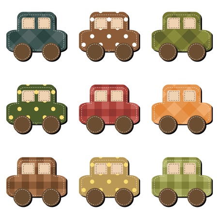 scrapbook cars on white backgroundのイラスト素材