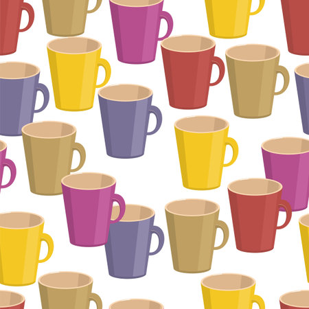 seamless background with cupsのイラスト素材