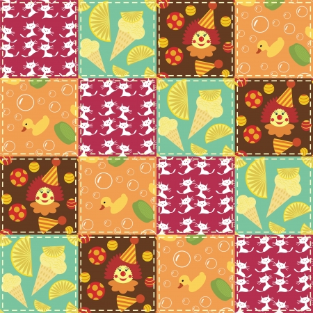 patchwork background with different patternsのイラスト素材