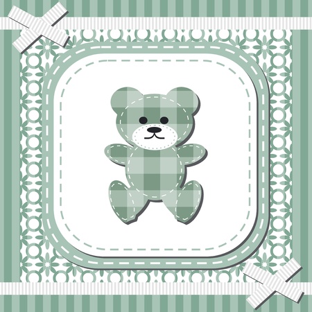 frame with lace and teddy bearのイラスト素材