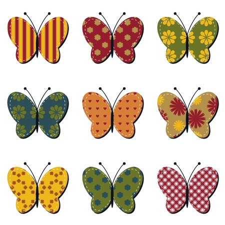 scrapbook butterflies on white backgroundのイラスト素材