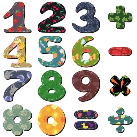 scrapbook numbers and signs on whiteのイラスト素材