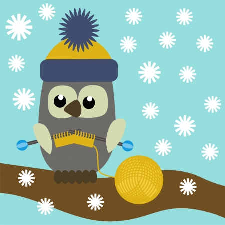 nice owl knittingのイラスト素材