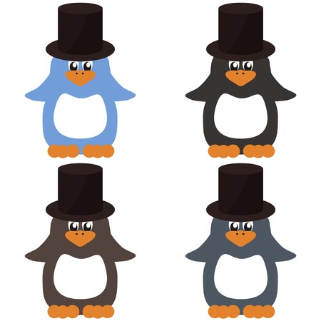 four nice penguins on whiteのイラスト素材