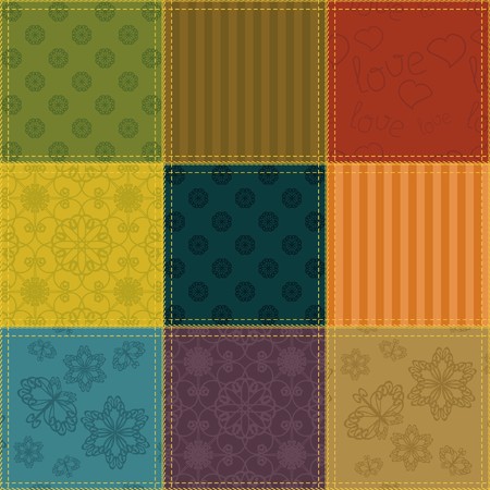 Patchwork background with different patterns.のイラスト素材