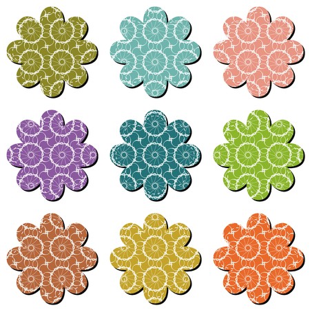 scrapbook flowers on white backgroundのイラスト素材