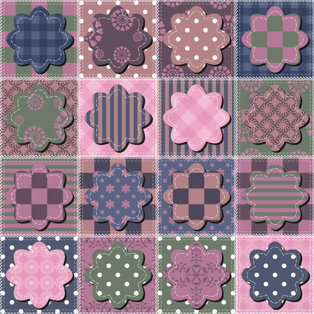 patchwork background with different patternsのイラスト素材