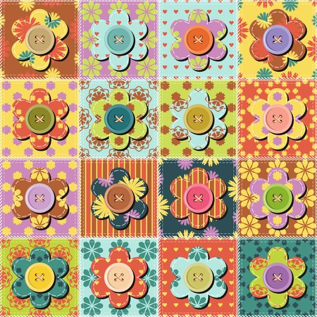 patchwork background with different patternsのイラスト素材