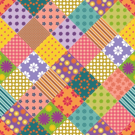 patchwork background with different patternsのイラスト素材