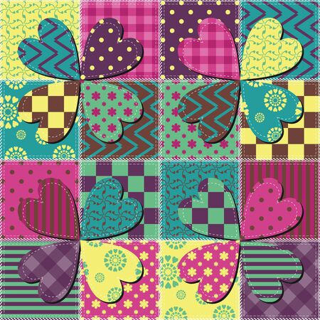 Patchwork  with different patternsのイラスト素材
