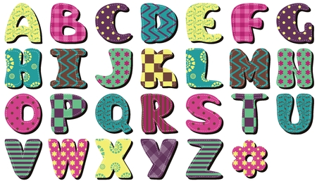 scrapbook alphabet on white backgroundのイラスト素材
