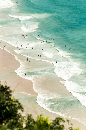 Top view of Santinho Beach taken from Morro das Aranhas, Florianopolis, Santa Catarina, Brazil.の写真素材