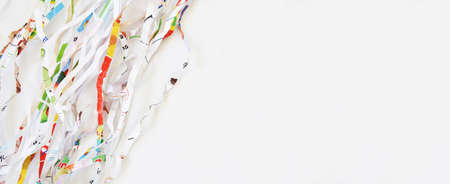 Creative background with scattered overlay of crumpled papers.の写真素材