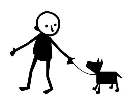dog and man on white backgroundのイラスト素材