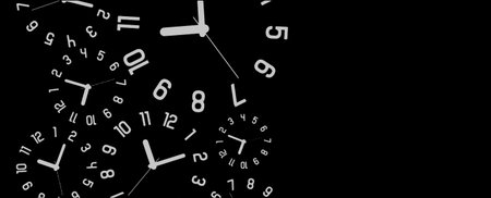 background with round wall clocks.