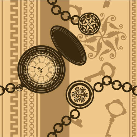 clock and chain  patternのイラスト素材
