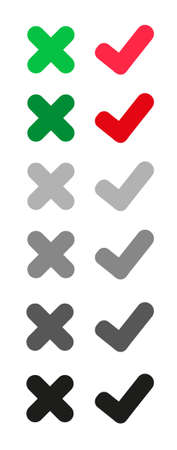 tick and cross icon on white backgroundのイラスト素材