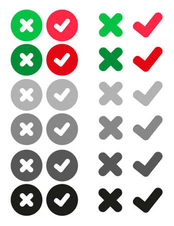 tick and cross icon on white backgroundのイラスト素材