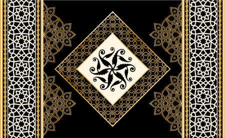 Seamless pattern decorated with precious stones, gold chains and pearls.