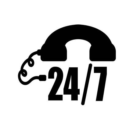 24/7 icon on white backgroundのイラスト素材