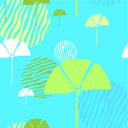 Design with cute shapes and plants. Seamless pattern. Vector background.のイラスト素材