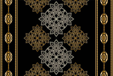 Seamless pattern decorated with precious stones, gold chains and pearls.のイラスト素材