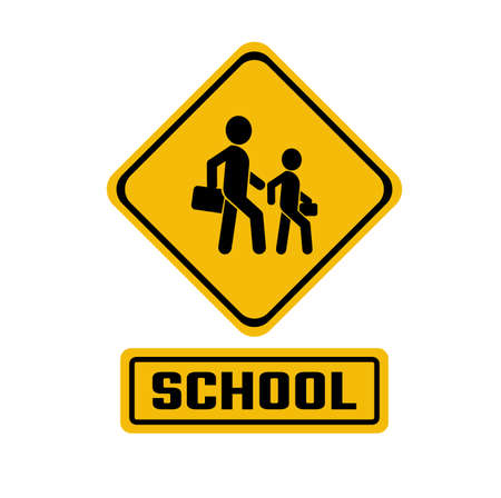school sign on white backgroundのイラスト素材
