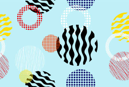 Seamless pattern of dots and colorful geometric shapesのイラスト素材
