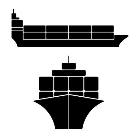 cargo ship icon on white backgroundのイラスト素材