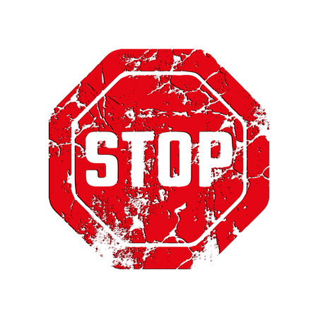 grunge red stop sign. Vector iconのイラスト素材