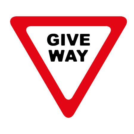 Give way sign on white backgroundのイラスト素材