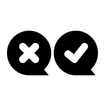 tick and cross icon on white backgroundのイラスト素材