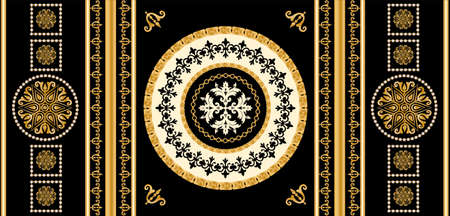 Seamless pattern decorated with precious stones, gold chains and pearls.のイラスト素材