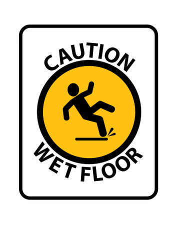 wet floor sign on white backgroundのイラスト素材