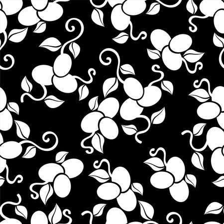 seamless pattern with black and white flowersのイラスト素材