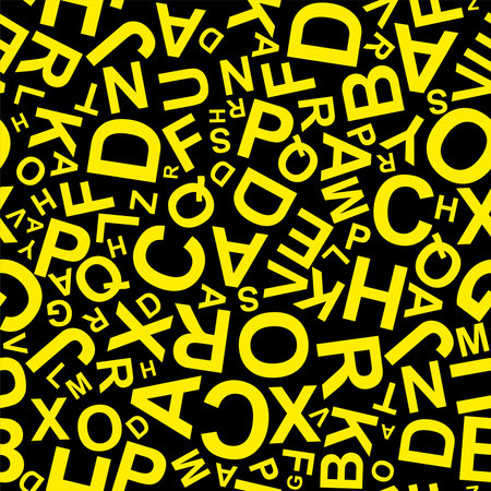 letters on black background with seamless pattern.のイラスト素材
