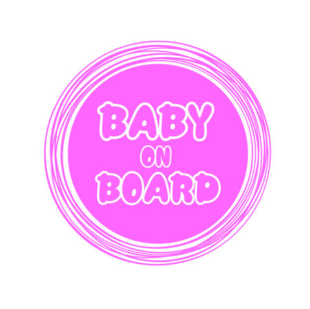 cute baby on board sign on white backgroundのイラスト素材