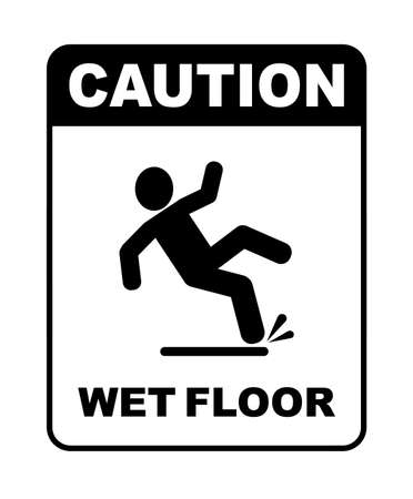 wet floor sign on white backgroundのイラスト素材